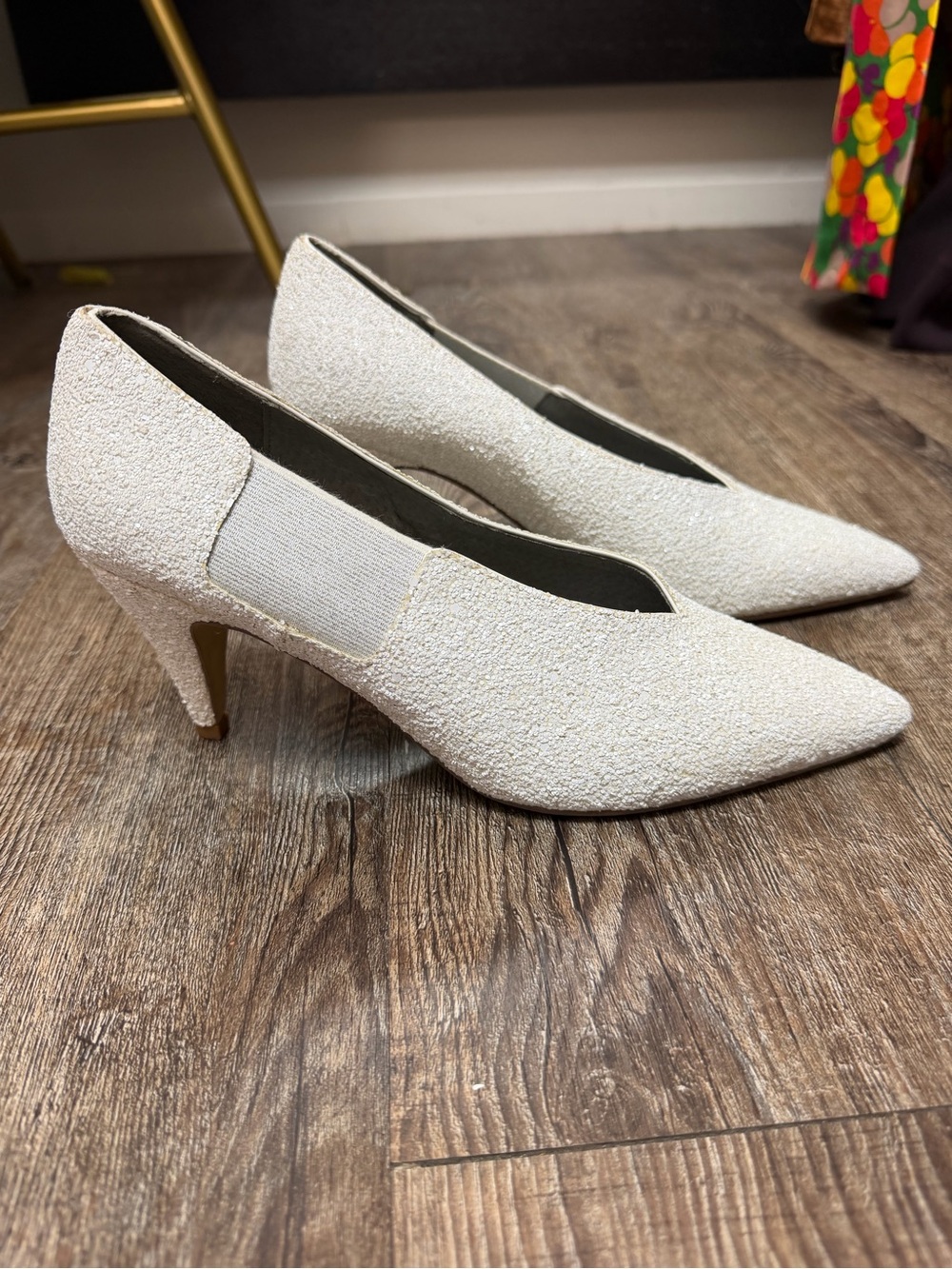 Free People Ivory Pointed Toe Mid-Heel Pumps
